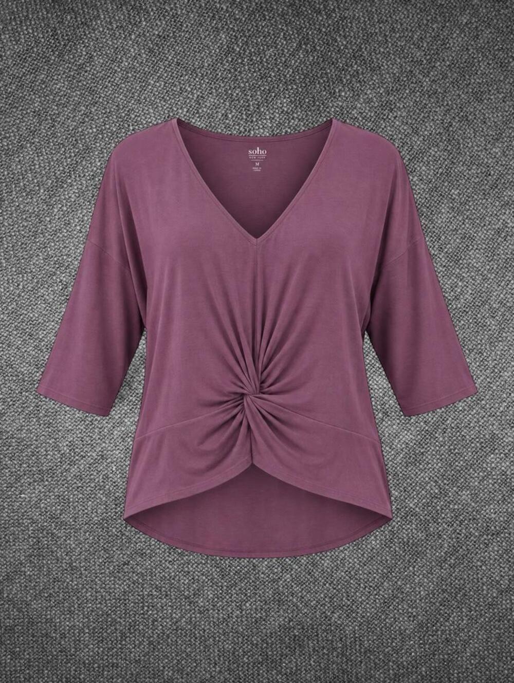 Soho New York & Company Purple V-Neck Knit Top XL